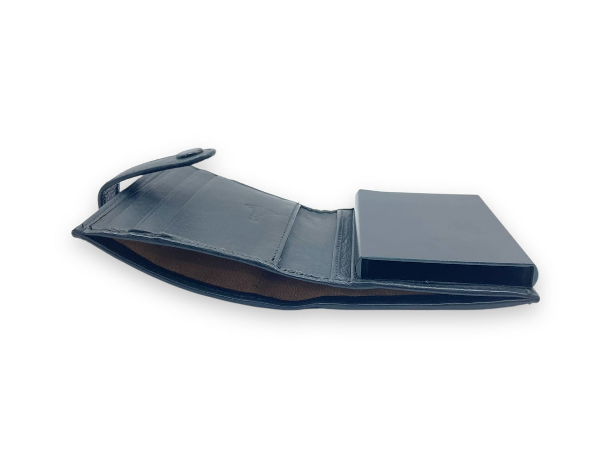 Smart Pop-Up Metallic Card Holder Bi-Fold Wallet in Leather # 4029C.Box