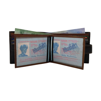 Mens Genuine Leather Mens wallet Leather Lined Bi fold Wallet For Men # 983AL