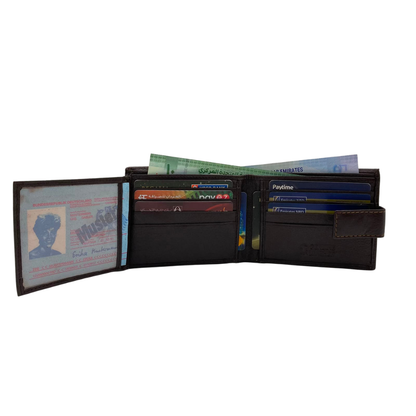Mens Genuine Leather Mens wallet Leather Lined Bi fold Wallet For Men # 1001L