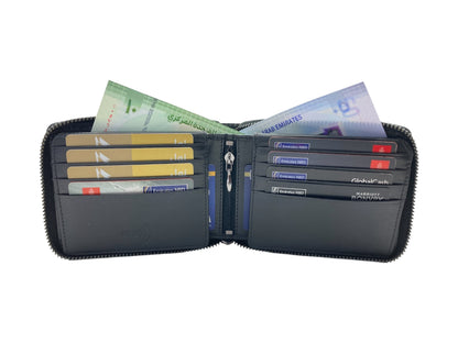 VIP Full Zip RFID Men's Wallet, Multiple Cards Space, Inside 2 Zip Men's Bifold Wallet # 1244NZ