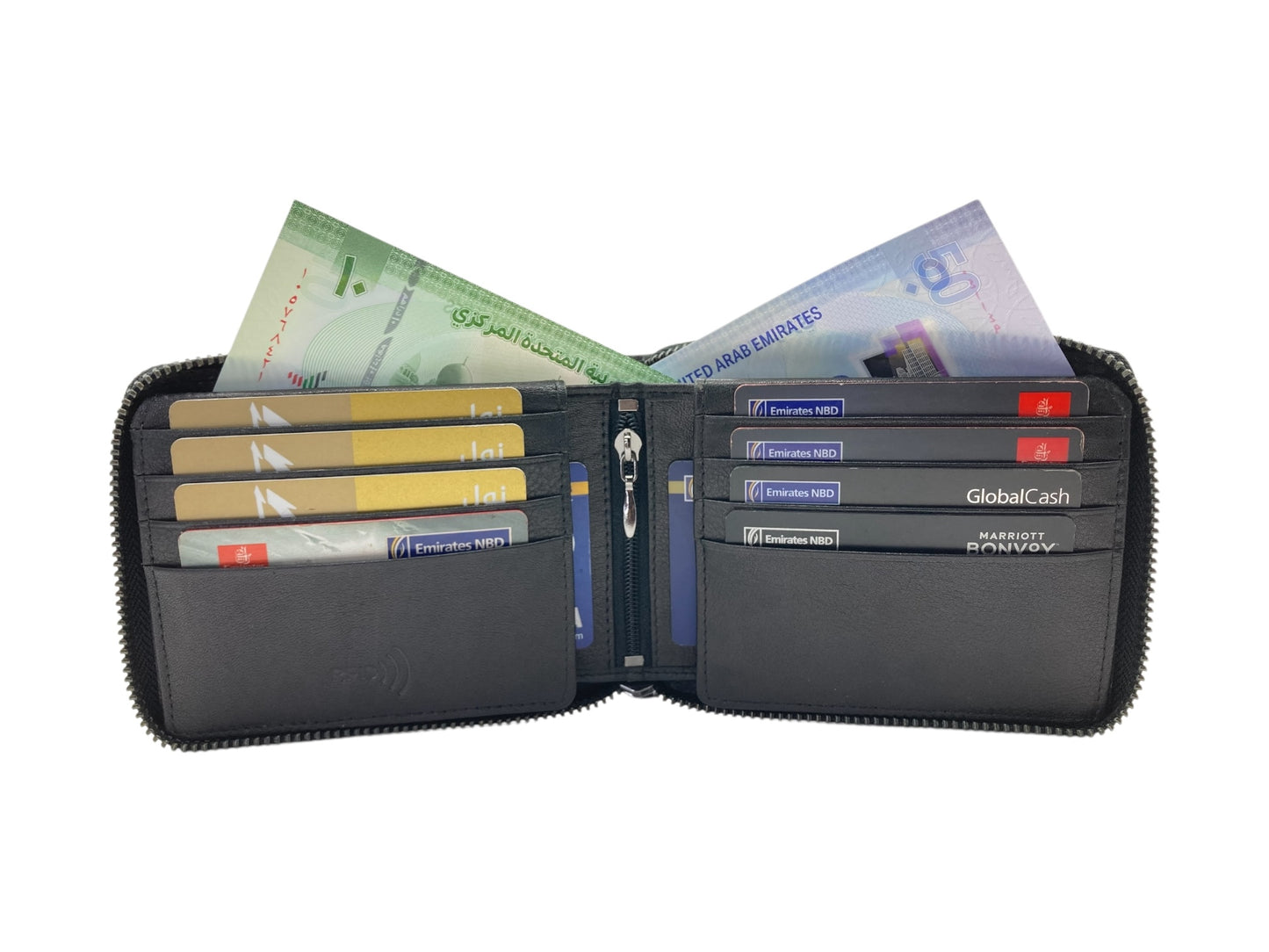 VIP Full Zip RFID Men's Wallet, Multiple Cards Space, Inside 2 Zip Men's Bifold Wallet # 1244NZ