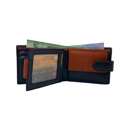 Mens Genuine Leather Mens wallet Leather Lined Bi fold Wallet For Men # 1350CBL