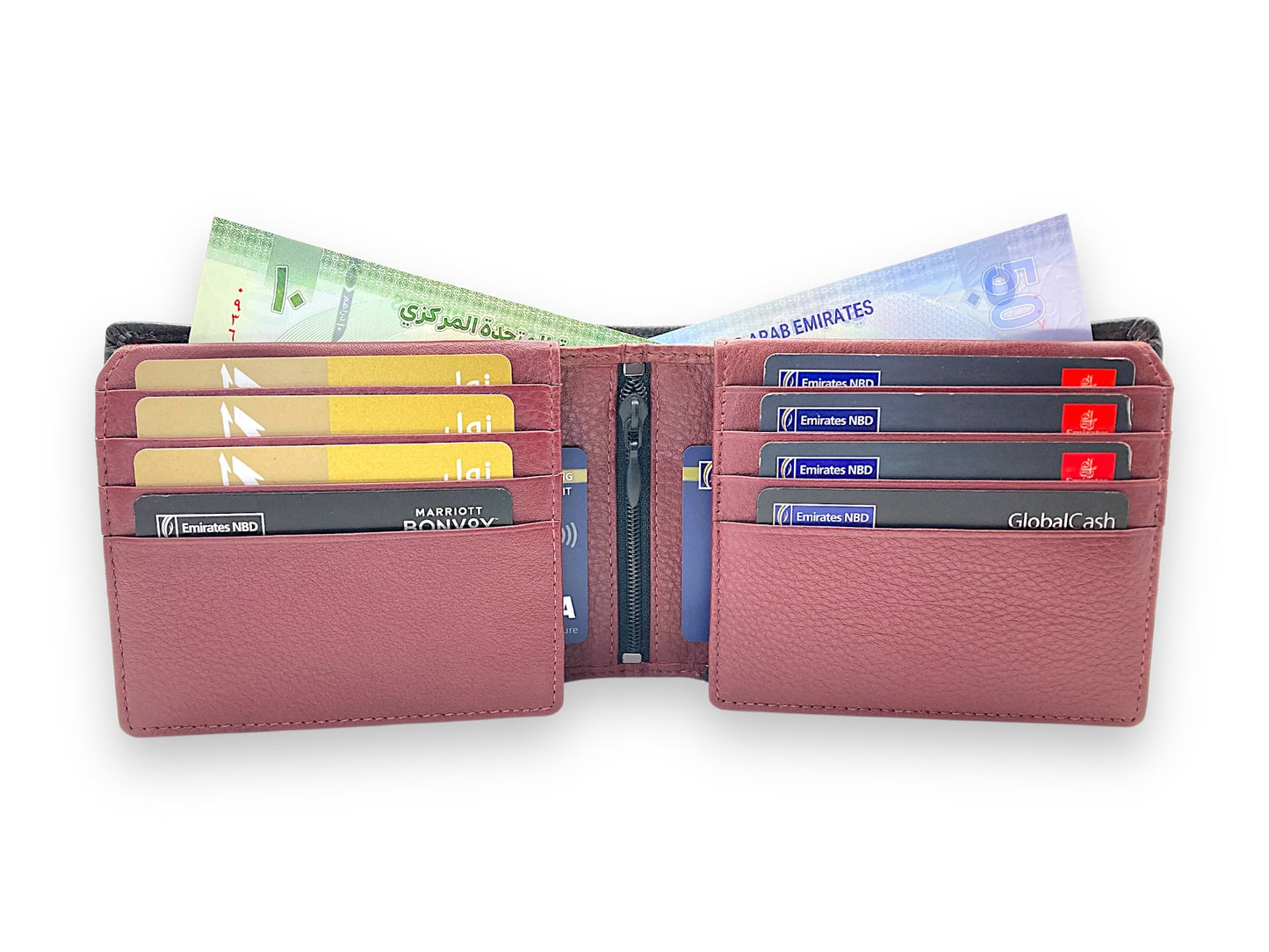 VIP - RFID Multiple Card & Coin, Men's Bifold Wallet With Elastic Lock, Inside Zip # 1244 Elastic