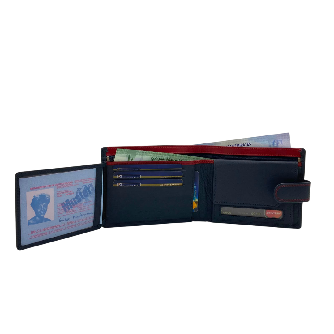 Mens Genuine Leather Mens wallet Leather Lined Bi fold Wallet For Men # 1357L
