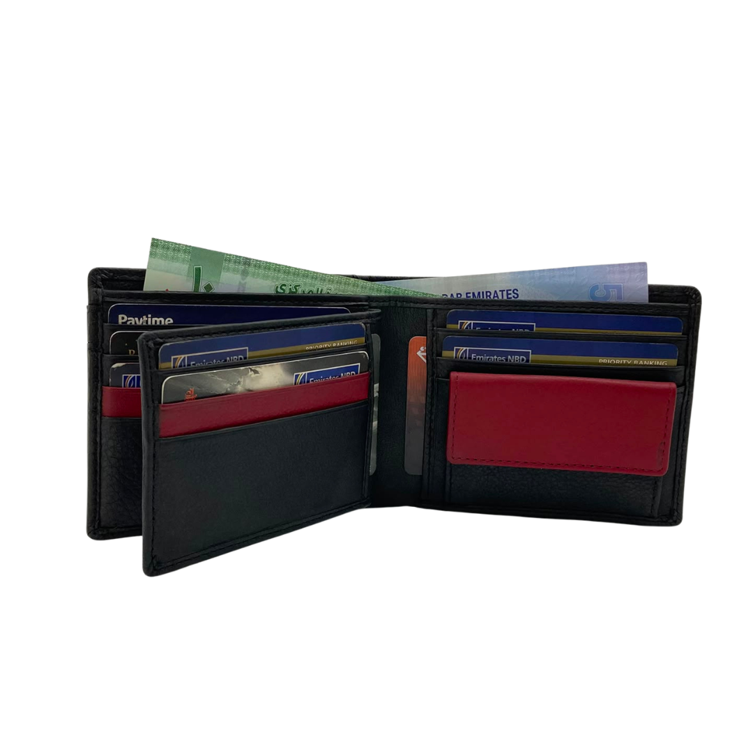 Mens Genuine Leather Mens wallet Leather Lined Bi fold Wallet For Men # 4094NC.2