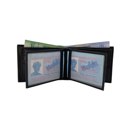 Mens Genuine Leather Mens wallet Leather Lined Bi fold Wallet For Men # 1406C EL