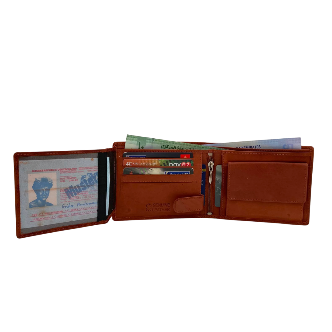 Mens Genuine Leather Mens wallet Leather Lined Bi fold Wallet For Men # 4021C