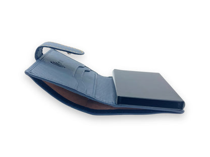 Smart Pop-Up Metallic Card Holder Bi-Fold Wallet in Leather # 4525