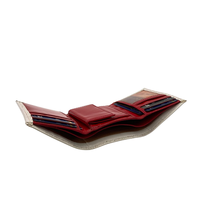 Men's Waterproof Bifold Leather Wallet with ID Window & Card Slots (White & Red Edition) #1125 [PLAIN]