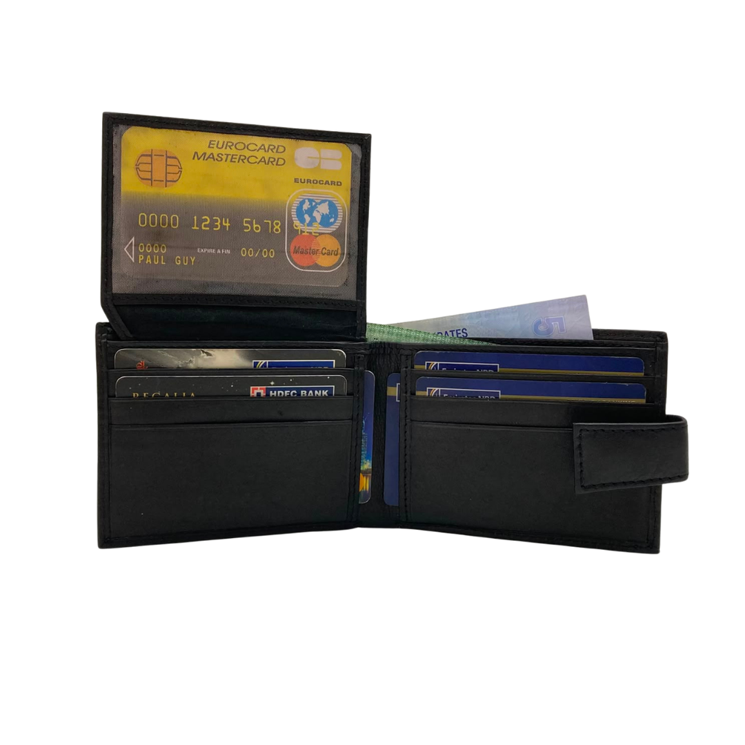 Mens Genuine Leather Mens wallet Leather Lined Bi fold Wallet For Men # 1981L