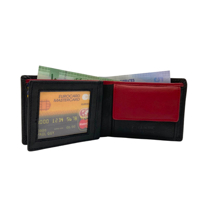 Mens Genuine Leather Mens wallet Leather Lined Bi fold Wallet For Men # 1350B