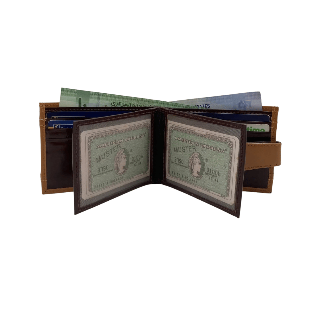 Classic Men's Waterproof Bifold Leather Wallet with Flip ID Window # 892L (D.L.)