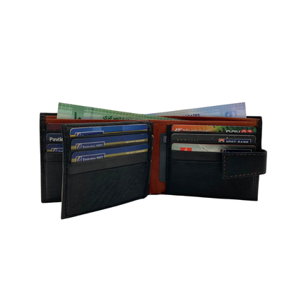 Mens Genuine Leather Mens wallet Leather Lined Bi fold Wallet For Men # 1326L