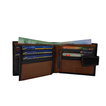 Mens Genuine Leather Mens wallet Leather Lined Bi fold Wallet For Men # 1326L