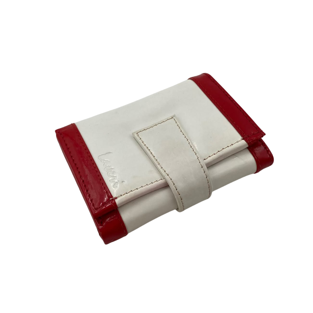 Men's Waterproof Bifold Leather Wallet with ID Window & Card Slots (White & Red Edition) #1125 [PATTI]