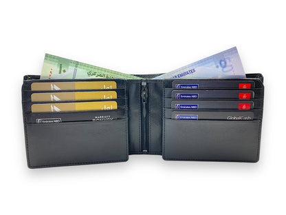 VIP - RFID Multiple Card & Coin, Men's Bifold Wallet With Elastic Lock, Inside Zip # 1244 Elastic