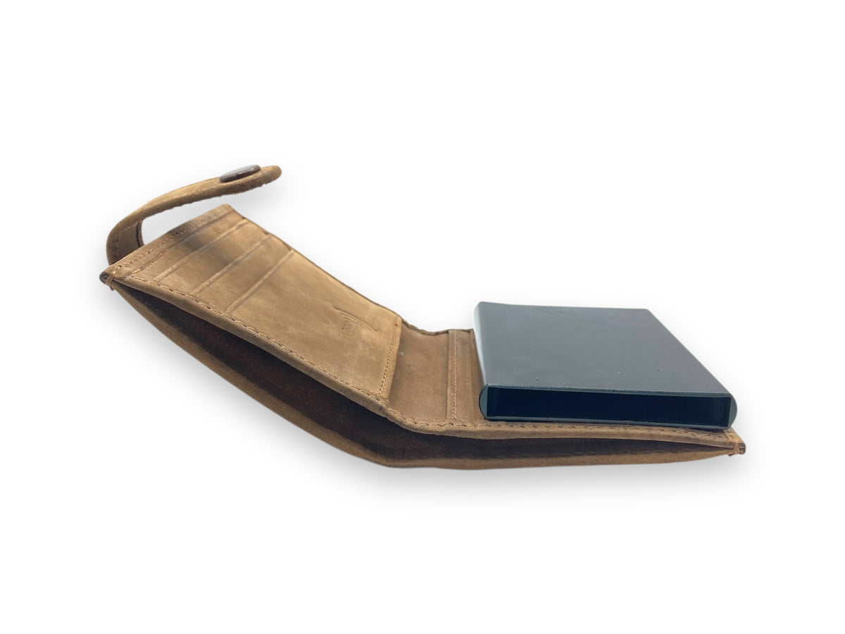 Smart Pop-Up Metallic Card Holder Bi-Fold Wallet in Leather # 4029C.Box