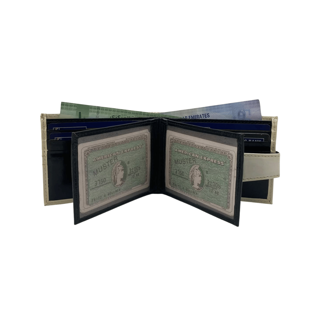 Classic Men's Waterproof Bifold Leather Wallet with Flip ID Window # 892L (D.L.)