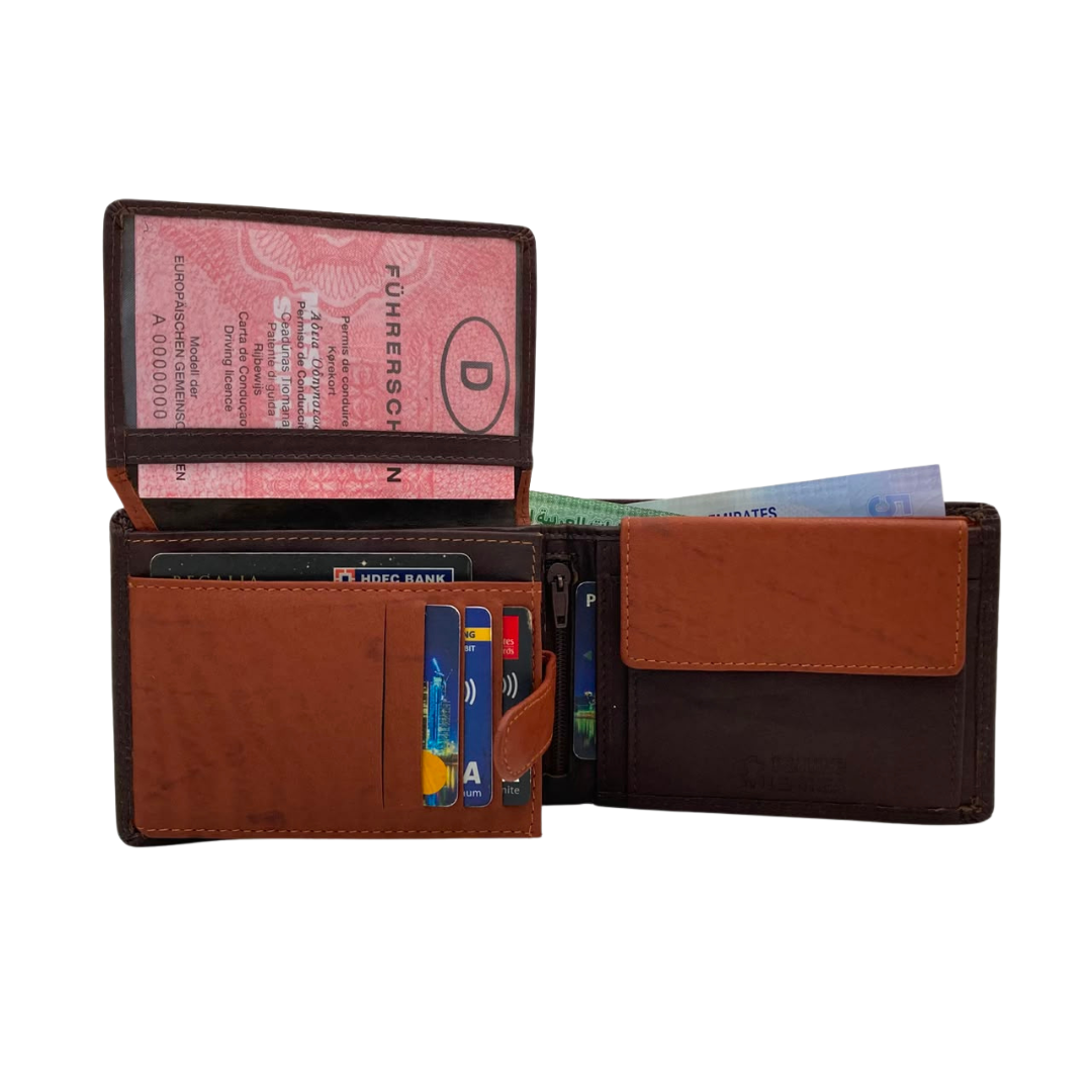 Mens Genuine Leather Mens wallet Leather Lined Bi fold Wallet For Men # 1510
