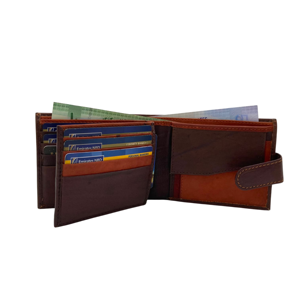 Mens Genuine Leather Mens wallet Leather Lined Bi fold Wallet For Men # 1005CL