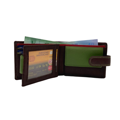 Mens Genuine Leather Mens wallet Leather Lined Bi fold Wallet For Men # 1350CBL