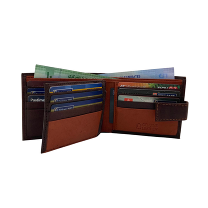 Mens Genuine Leather Mens wallet Leather Lined Bi fold Wallet For Men # 1326L