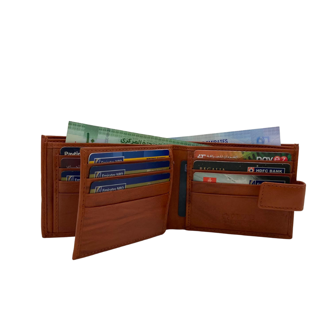Mens Genuine Leather Mens wallet Leather Lined Bi fold Wallet For Men # 1326L