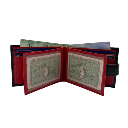 Classic Men's Waterproof Bifold Leather Wallet with Flip ID Window # 892L (C.L.)
