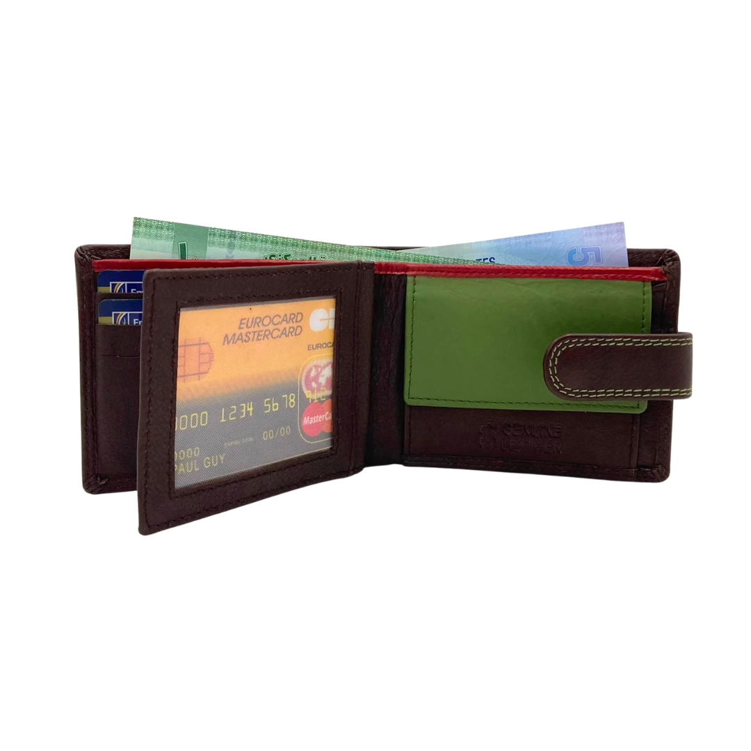 Mens Genuine Leather Mens wallet Leather Lined Bi fold Wallet For Men # 1350BL