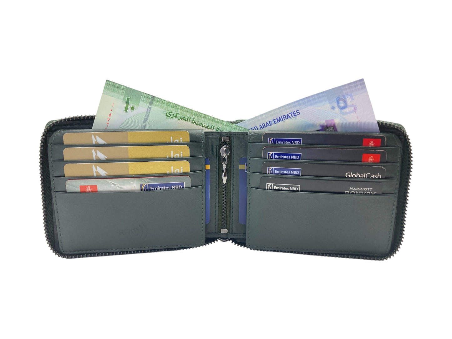 VIP Full Zip RFID Men's Wallet, Multiple Cards Space, Inside 2 Zip Men's Bifold Wallet # 1244NZ