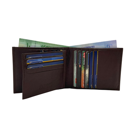 Mens Genuine Leather Mens wallet Leather Lined Bi fold Wallet For Men # 797A