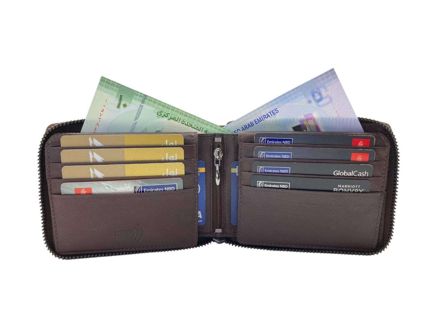 VIP Full Zip RFID Men's Wallet, Multiple Cards Space, Inside 2 Zip Men's Bifold Wallet # 1244NZ