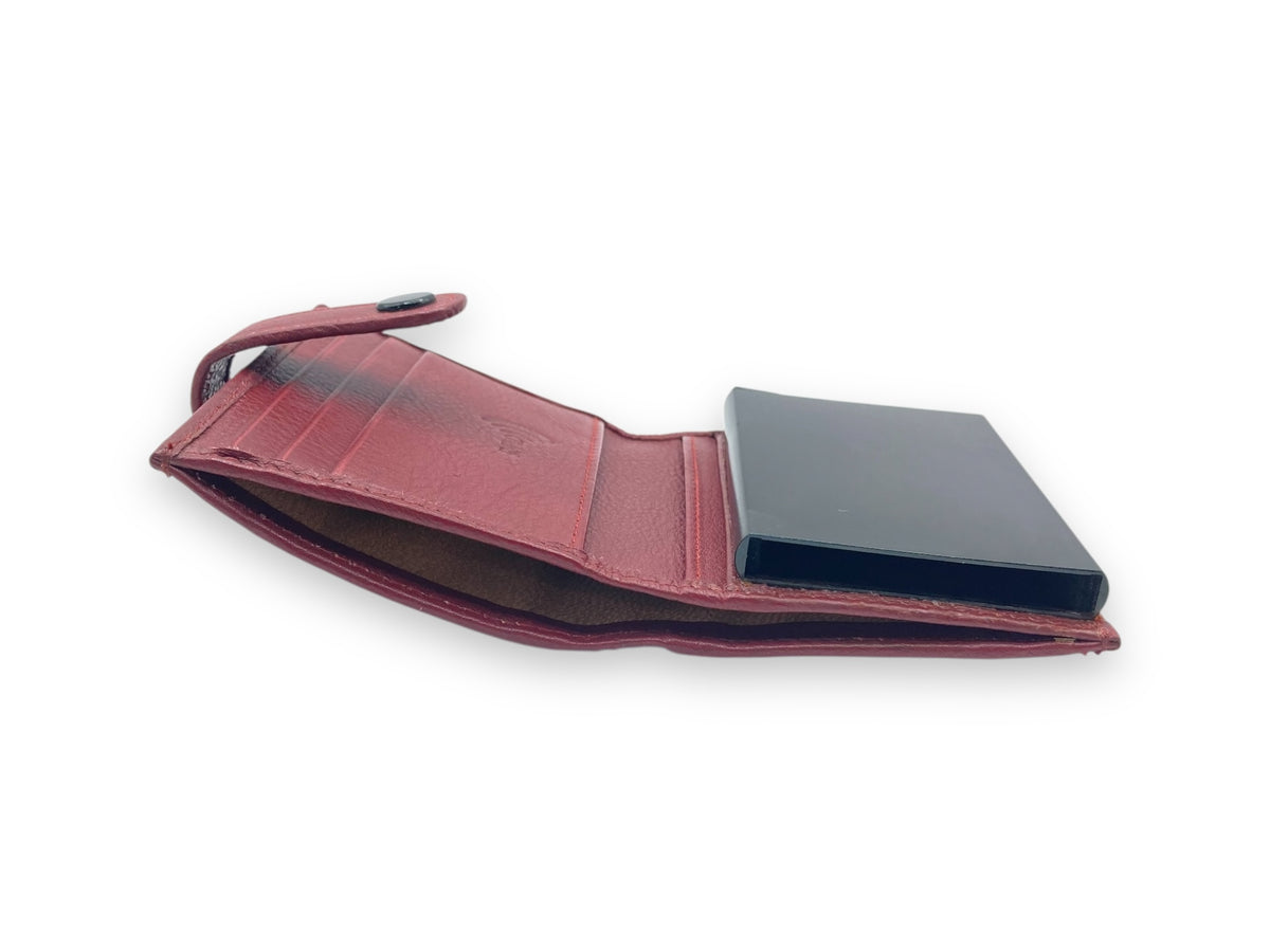 Smart Pop-Up Metallic Card Holder Bi-Fold Wallet in Leather # 4029C.Box