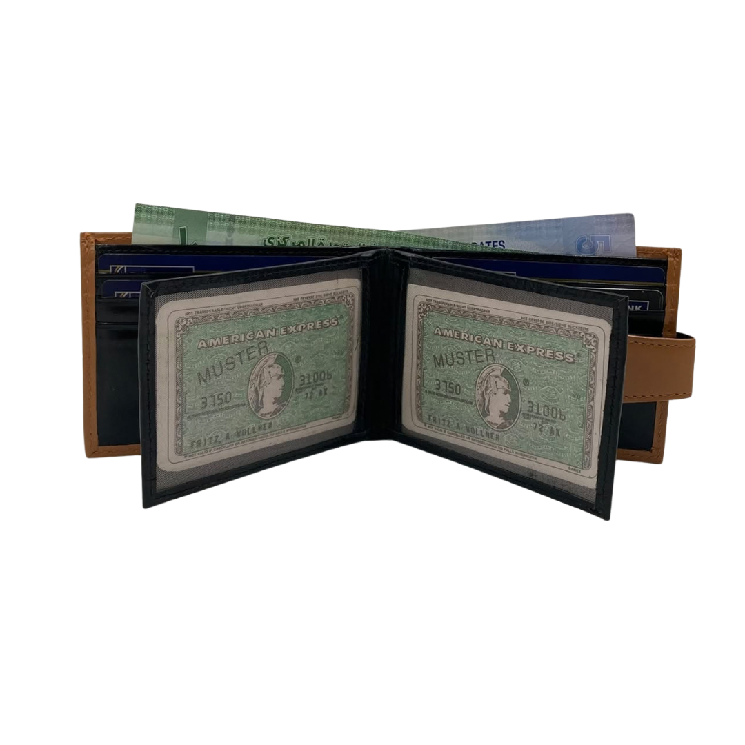 Classic Men's Waterproof Bifold Leather Wallet with Flip ID Window #892L