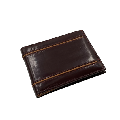 Classic Men's Waterproof Bifold Leather Wallet with Flip ID Window #1728 (D.L.)