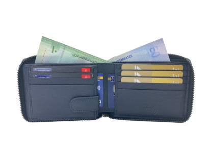 VIP Full Zip RFID Men's Wallet , Multiple Card Bifold Wallet # 1013Z