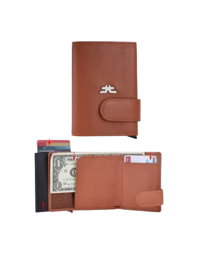 Smart Pop-Up Metallic Card Holder Wallet in Leather #4403
