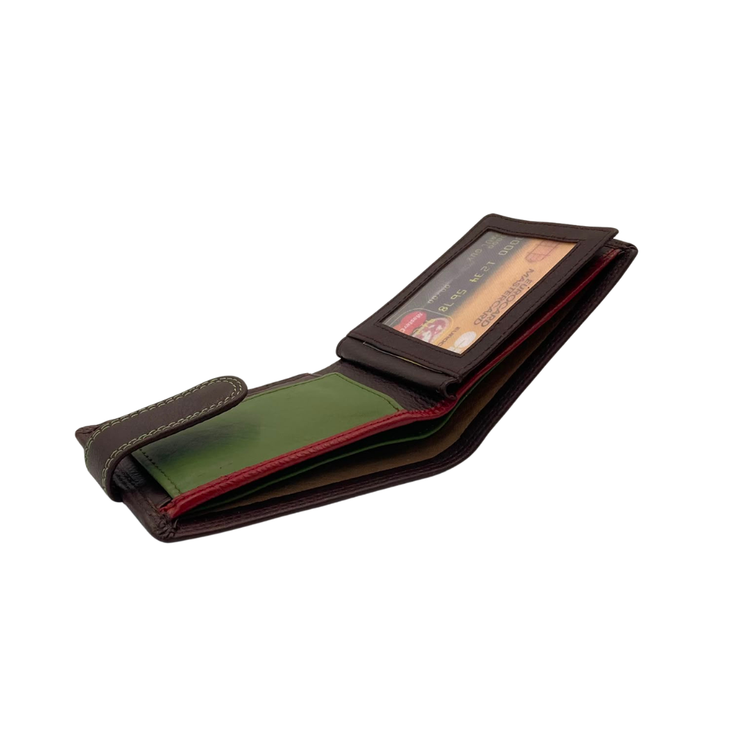 Mens Genuine Leather Mens wallet Leather Lined Bi fold Wallet For Men # 1350BL