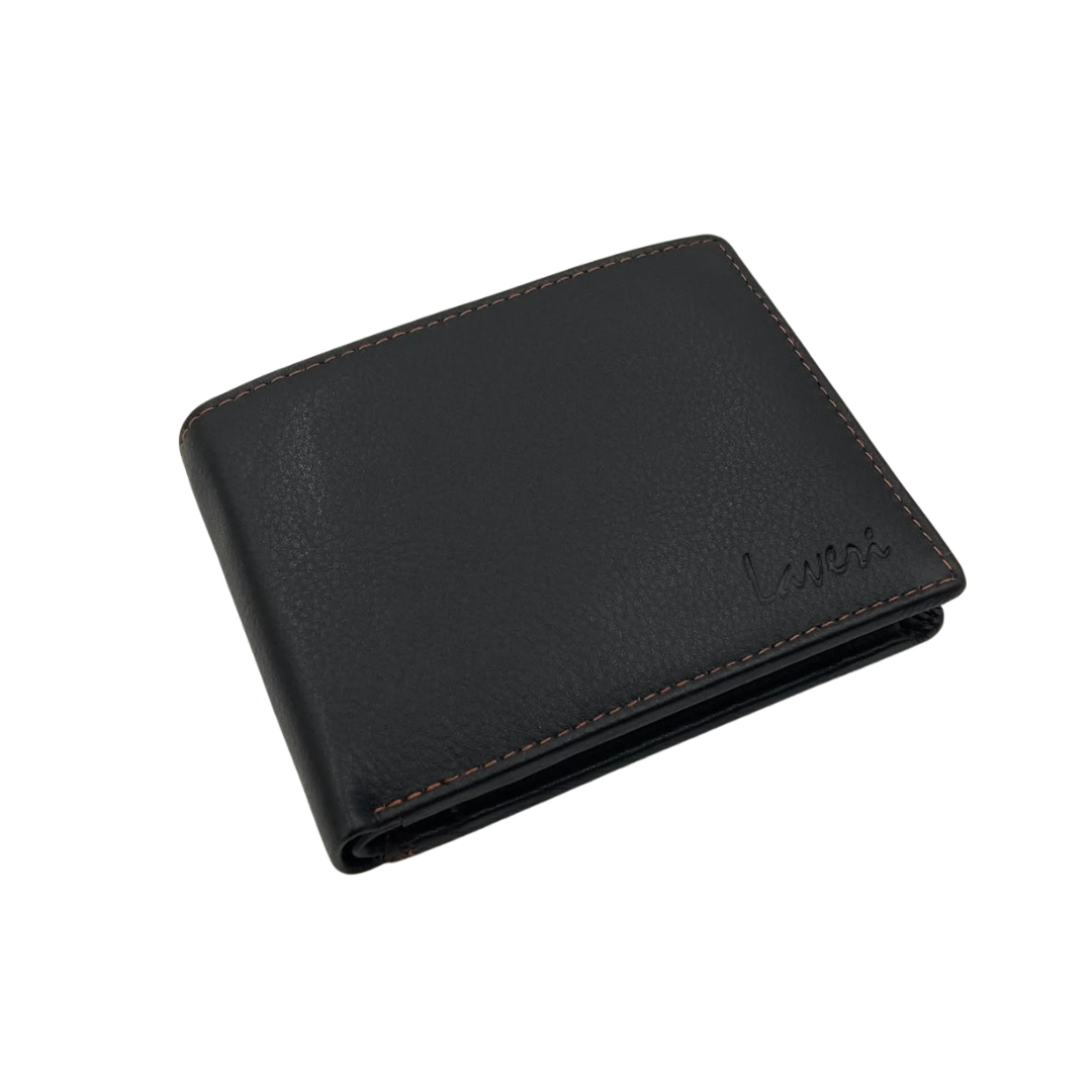 Mens Genuine Leather Mens wallet Leather Lined Bi fold Wallet For Men # 1250C