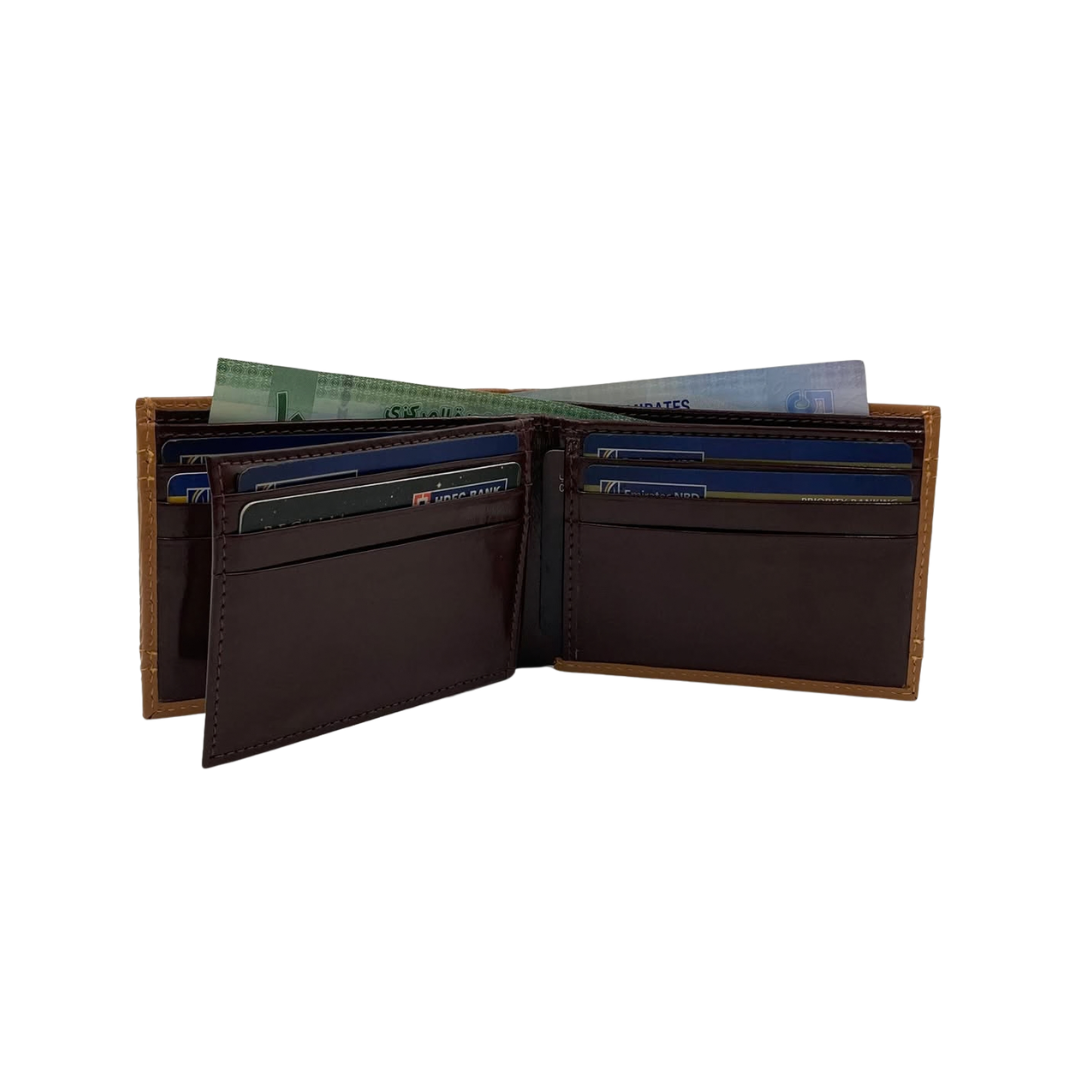 Classic Men's Waterproof Bifold Leather Wallet with Flip ID Window #1728 (D.L.)