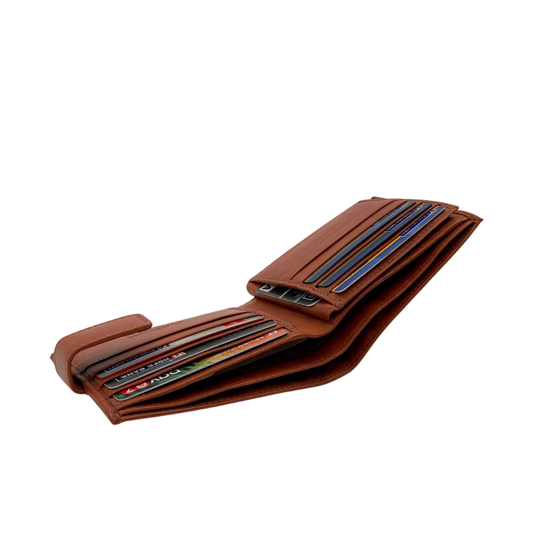 Mens Genuine Leather Mens wallet Leather Lined Bi fold Wallet For Men # 1326L