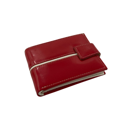Men's Waterproof Bifold Leather Wallet with ID Window & Card Slots (White & Red Edition) #1729A [C.L.]