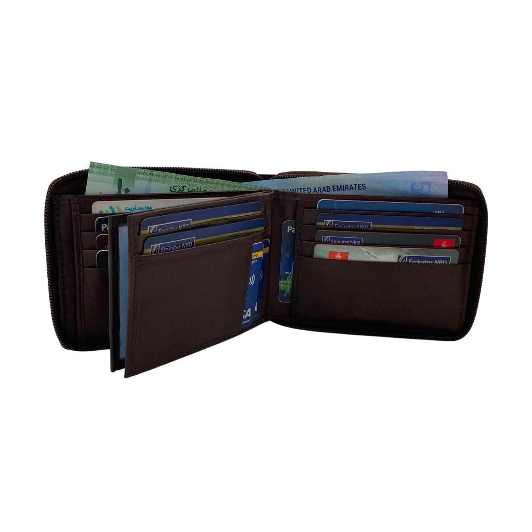 Fullzip leather mens Wallet #1406Z