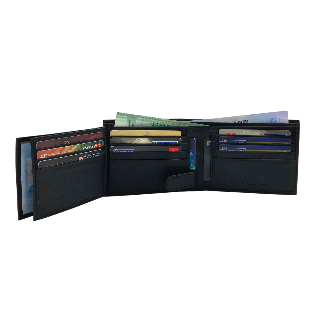 Mens Genuine Leather Mens wallet Leather Lined Bi fold Wallet For Men # 1013