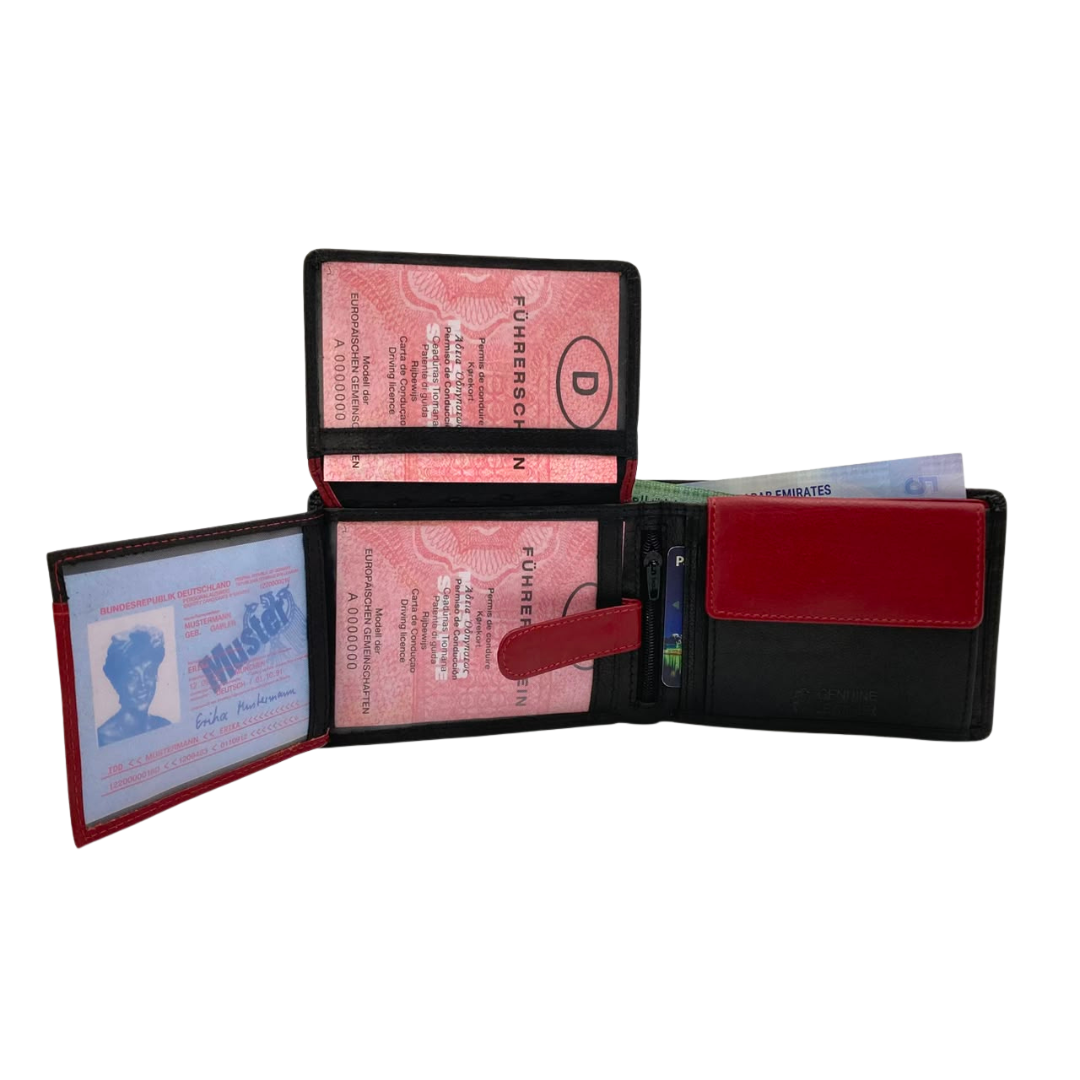 Mens Genuine Leather Mens wallet Leather Lined Bi fold Wallet For Men # 1510