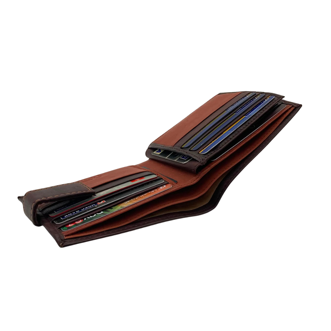 Mens Genuine Leather Mens wallet Leather Lined Bi fold Wallet For Men # 1326L