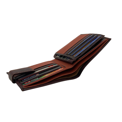 Mens Genuine Leather Mens wallet Leather Lined Bi fold Wallet For Men # 1326L