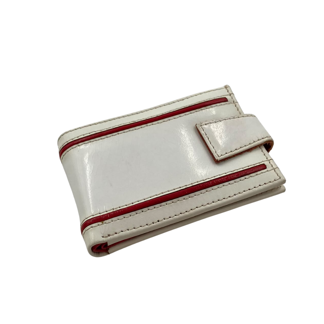 Men's Waterproof Bifold Leather Wallet with ID Window & Card Slots (White & Red Edition) #1020AL [D.L.]