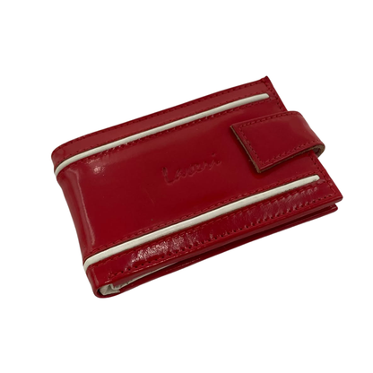 Men's Waterproof Bifold Leather Wallet with ID Window & Card Slots (White & Red Edition) #1020AL [D.L.]