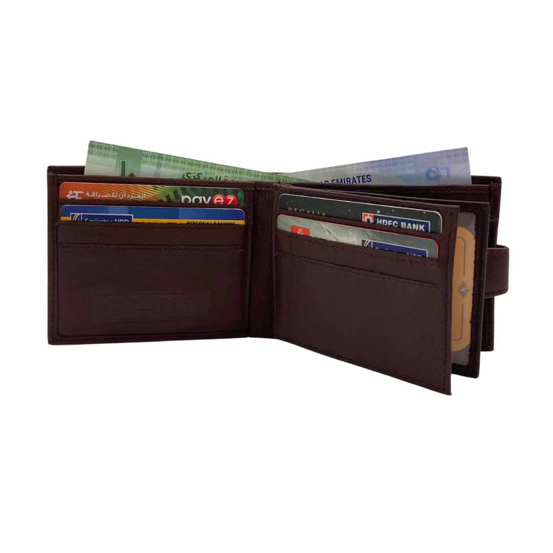 Mens Genuine Leather Mens wallet Leather Lined Bi fold Wallet For Men # JD 2007